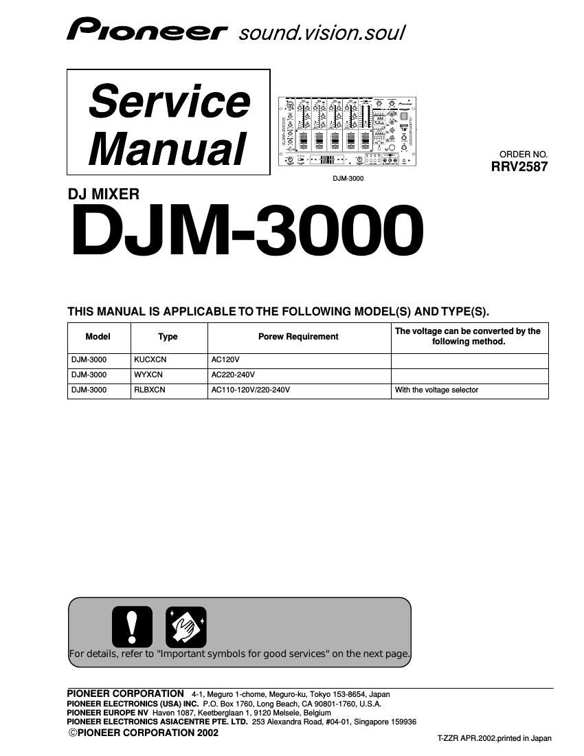 pioneer djm 3000 service manual