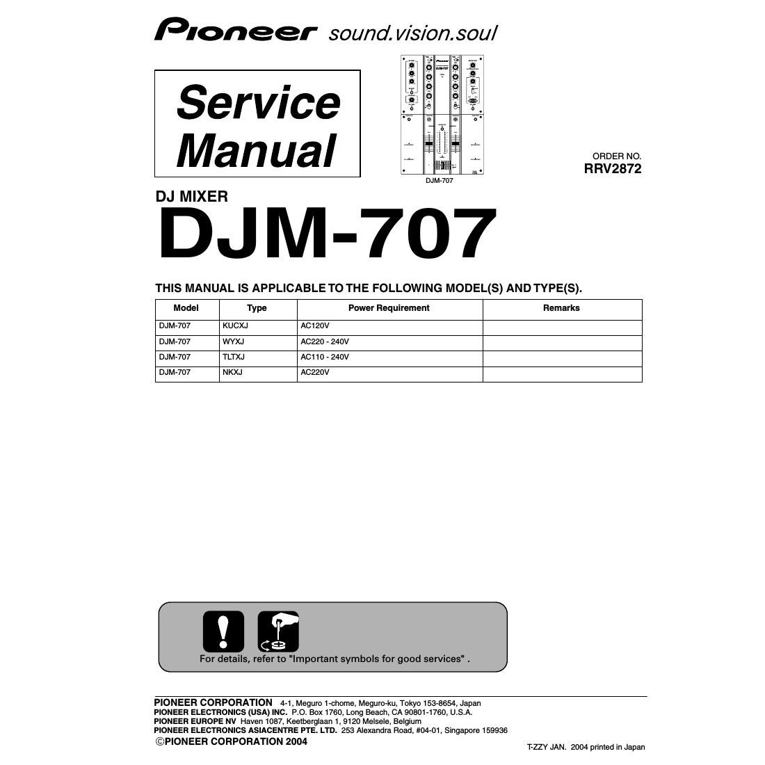 pioneer djm 707 service manual