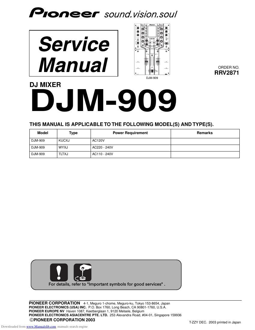 pioneer djm 909 service manual