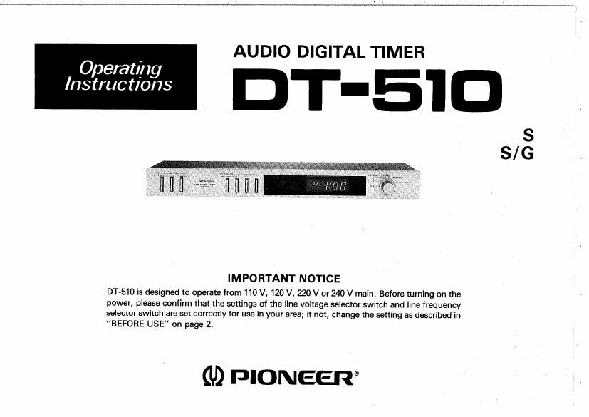 pioneer dt 510 owners manual
