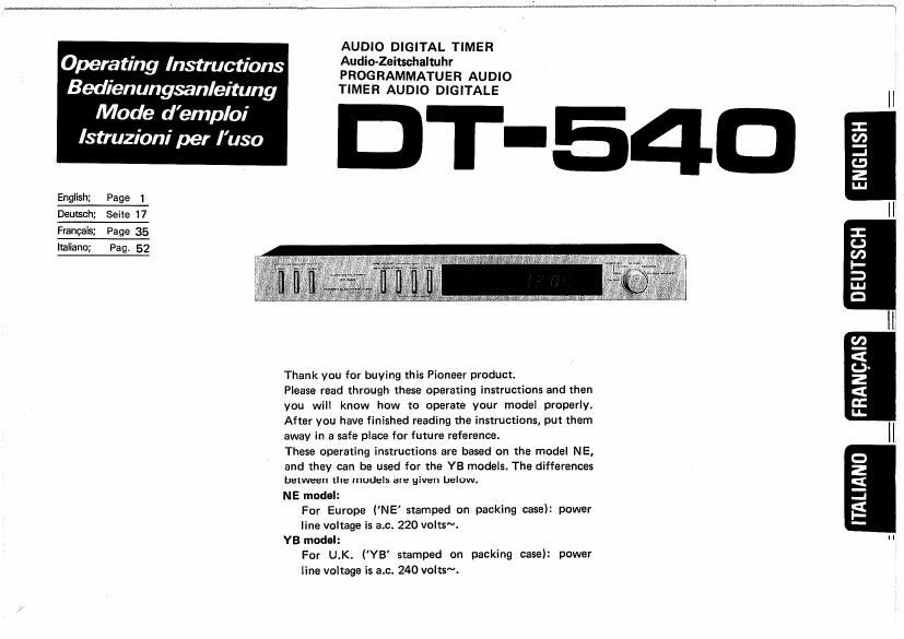 pioneer dt 540 owners manual