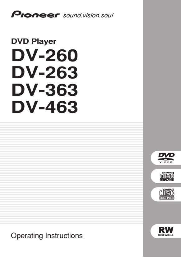 pioneer dv 263 owners manual