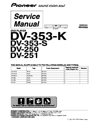 pioneer dv 353 k service manual