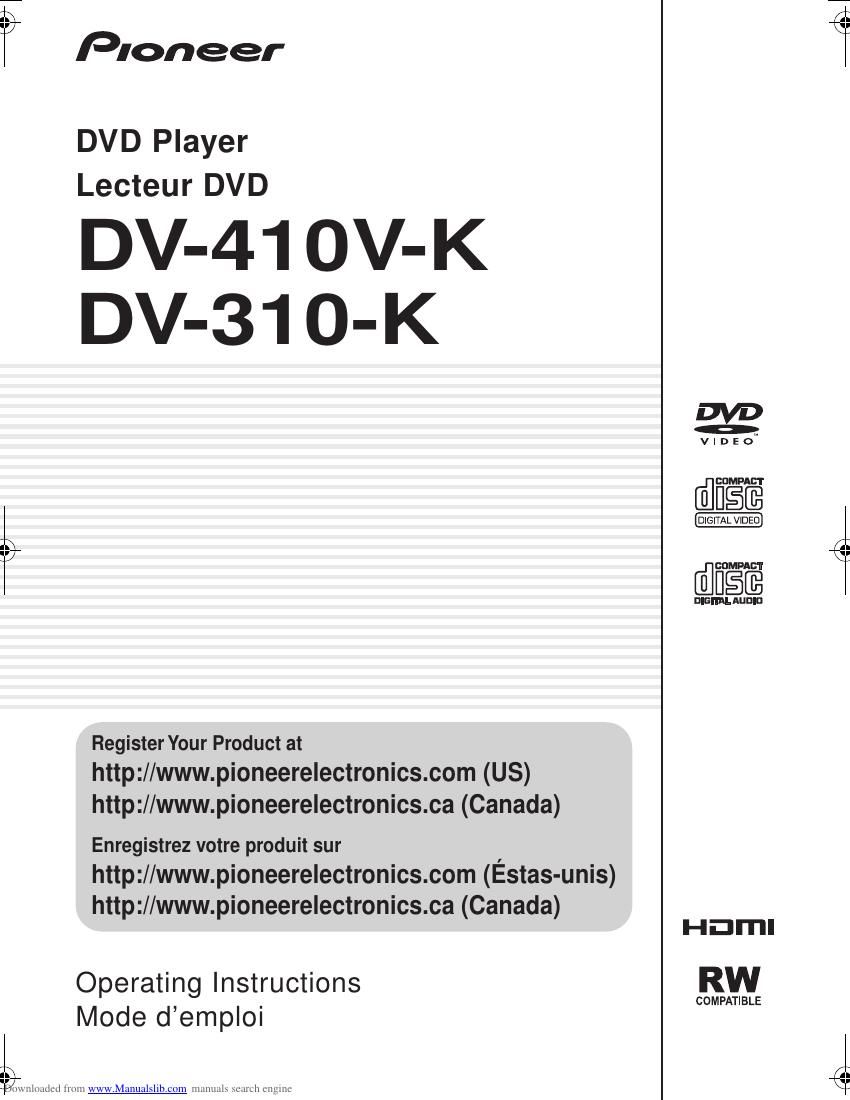 pioneer dv 410 v owners manual