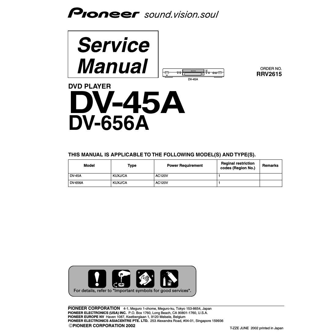 pioneer dv 45 a service manual