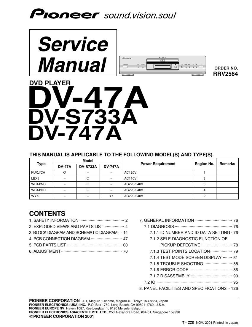 pioneer dv 47 a service manual