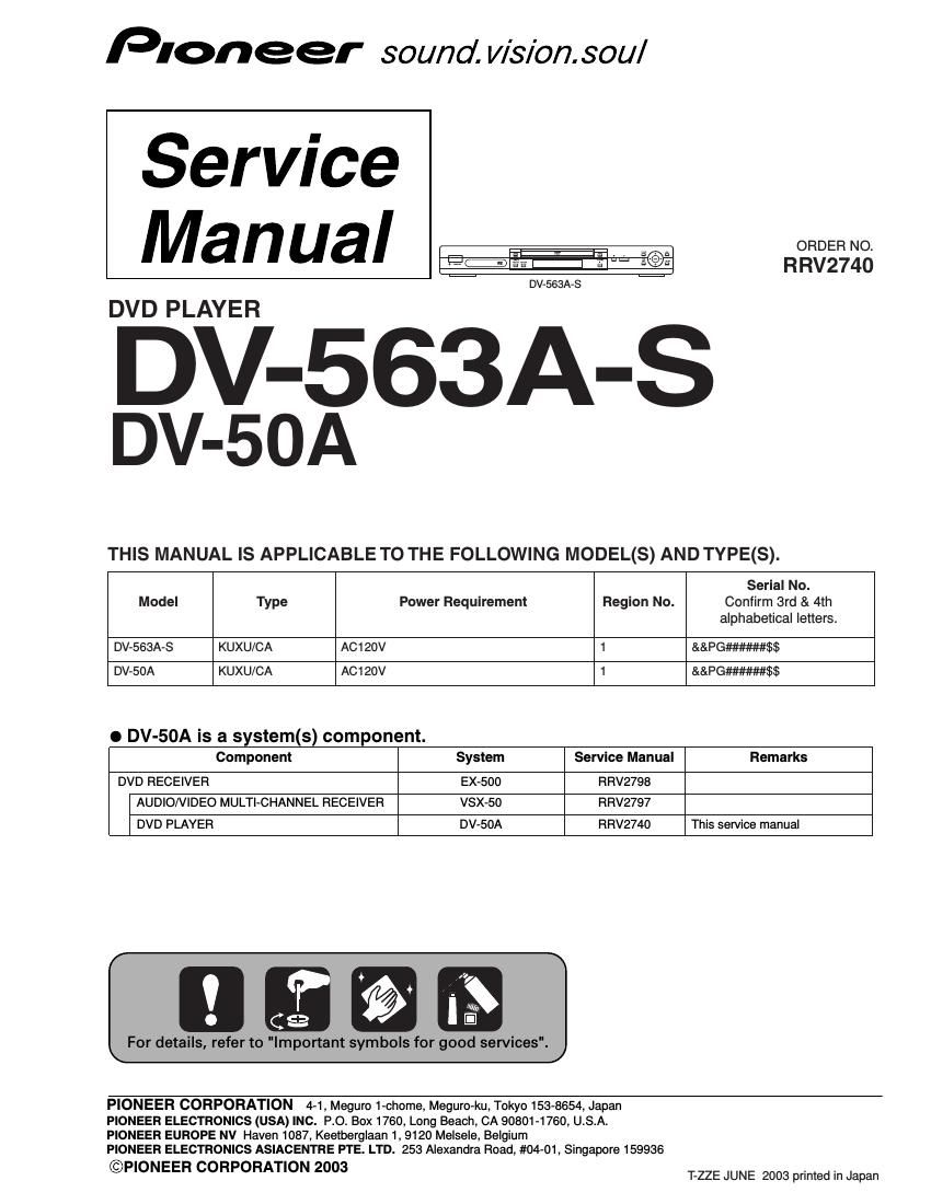 pioneer dv 50 a service manual