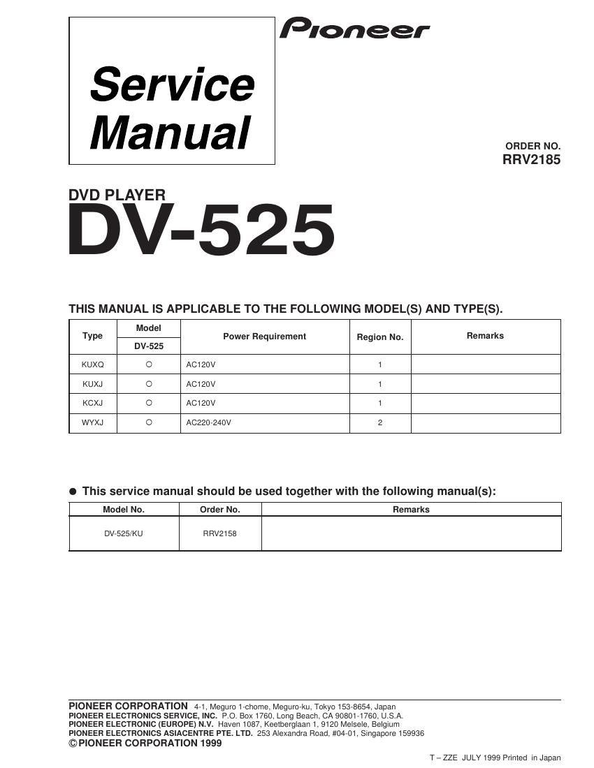 pioneer dv 5254 service manual