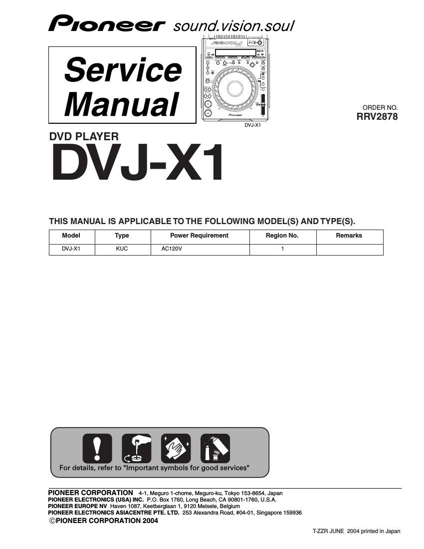 pioneer dvjx 1 service manual