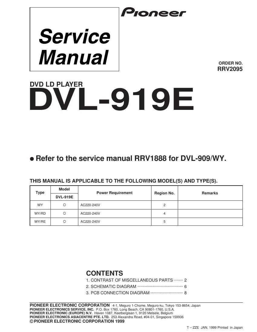 pioneer dvl 919 e service manual