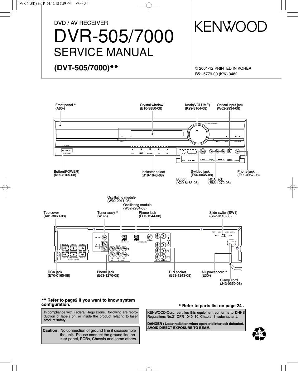 pioneer dvr 505 service manual