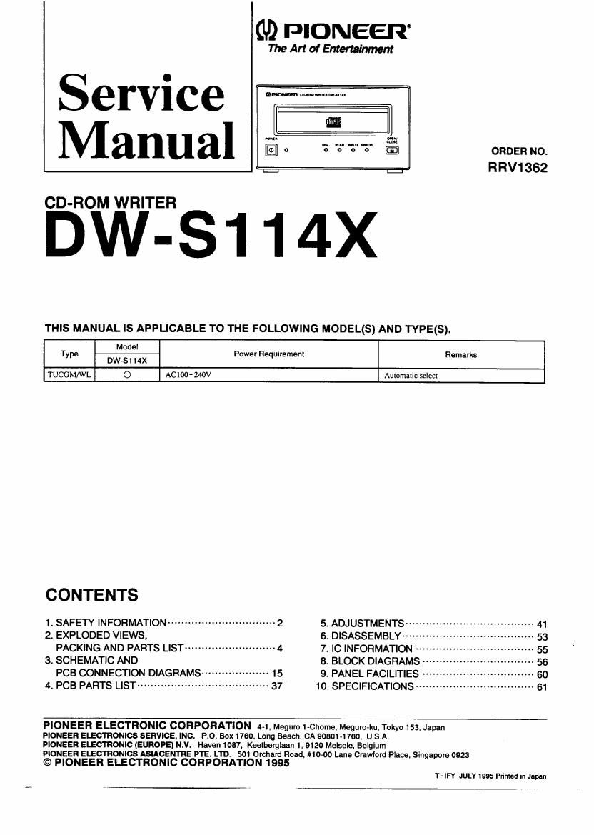 pioneer dws 114 x service manual