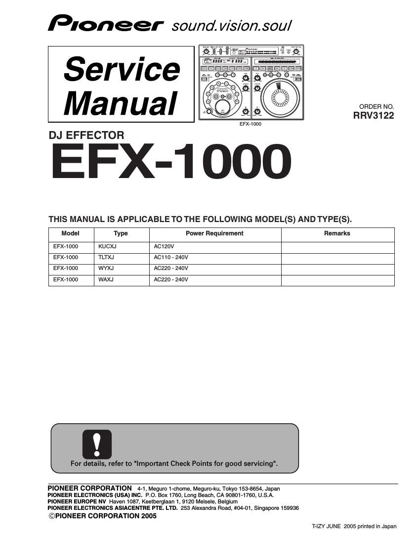 pioneer efx 1000 service manual