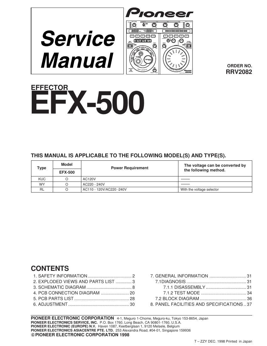 pioneer efx 500 service manual