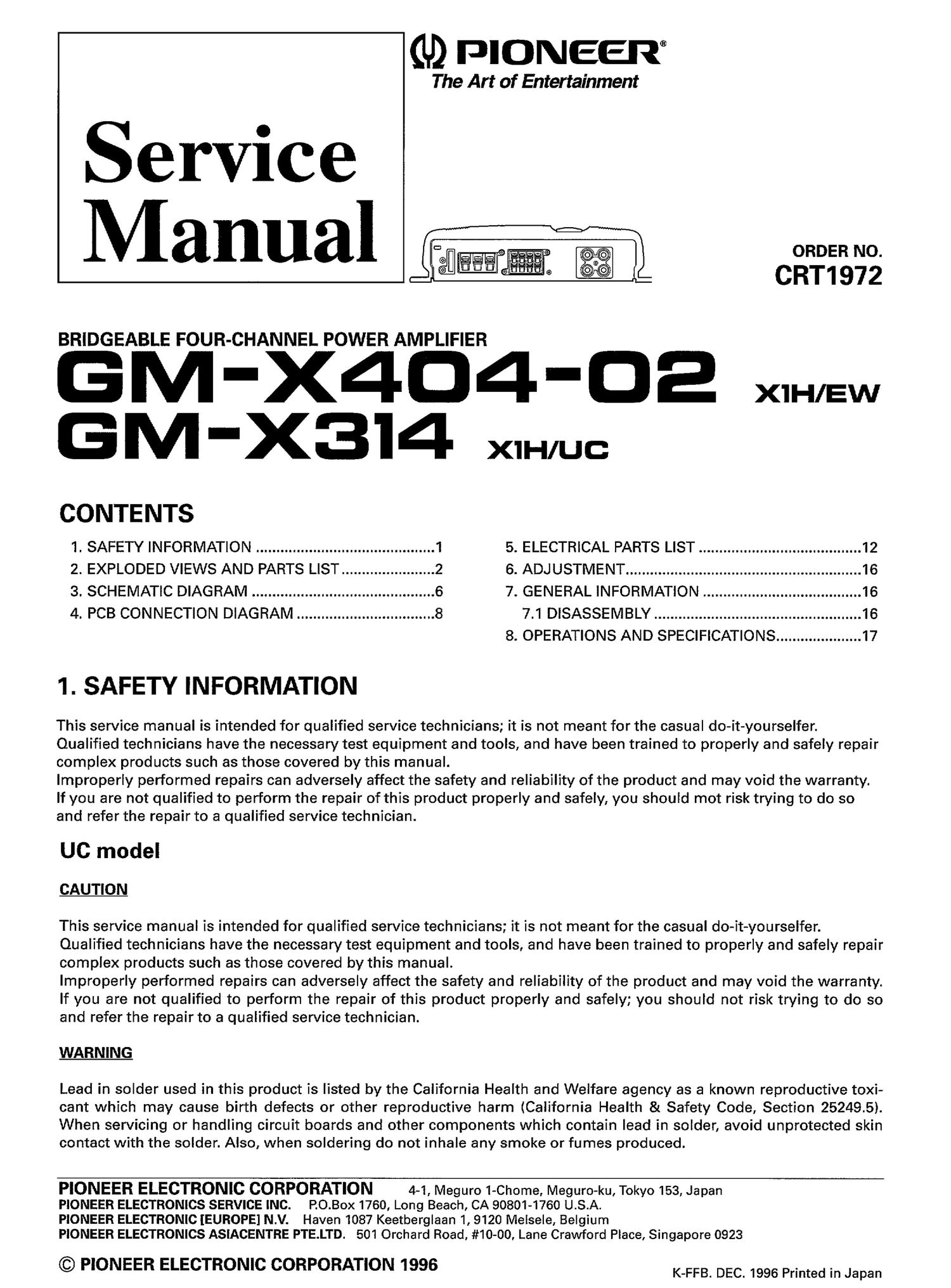 pioneer gmx 404 service manual