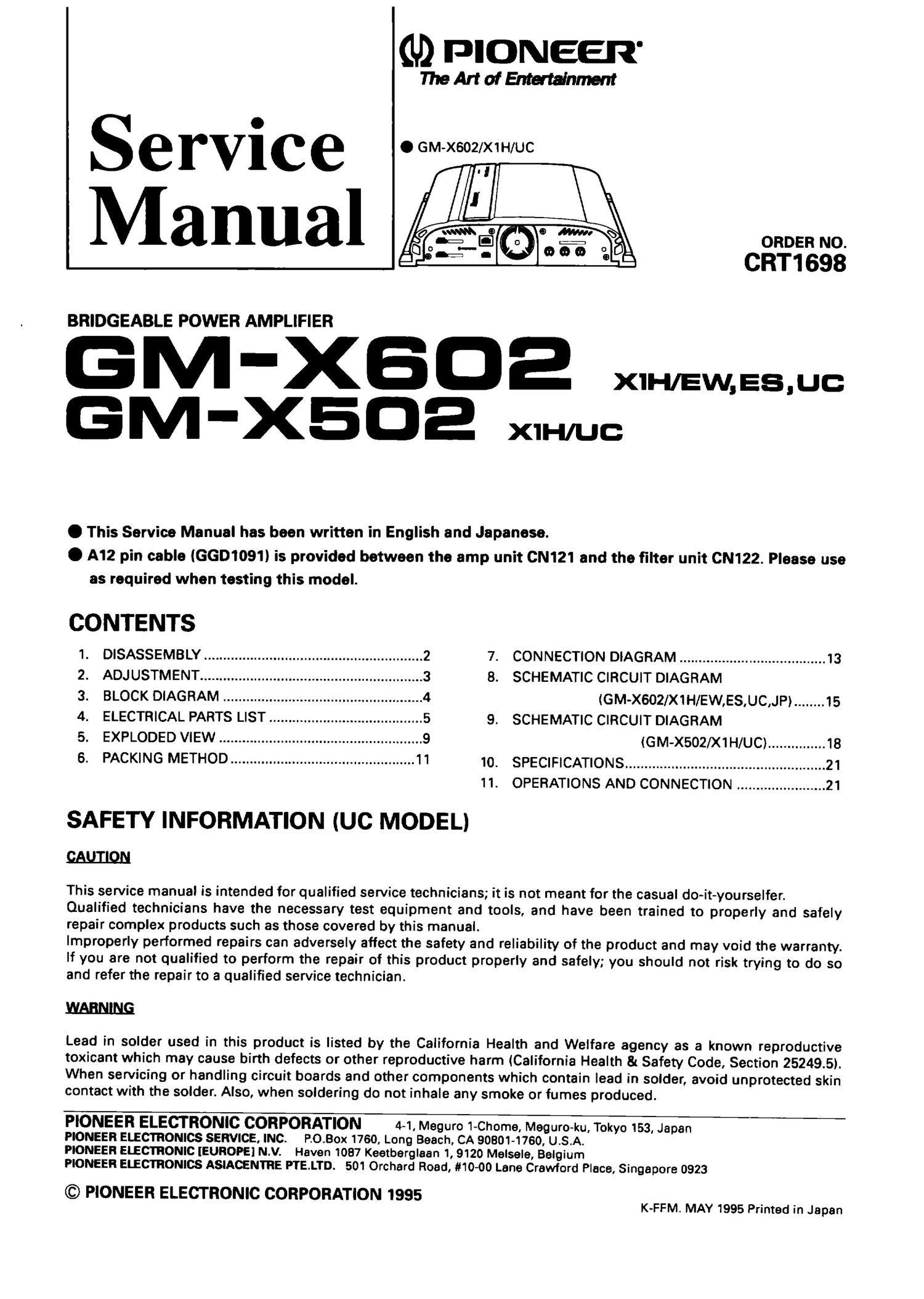 pioneer gmx 602 service manual