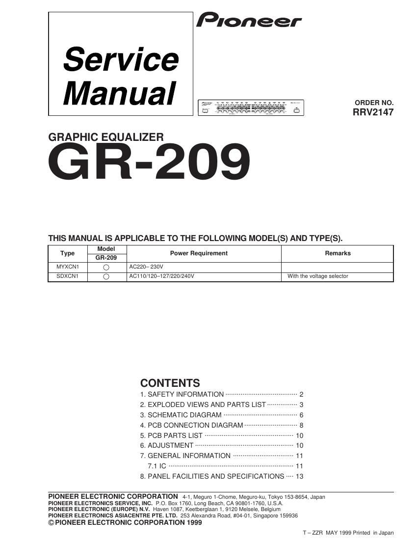 pioneer gr 209 service manual