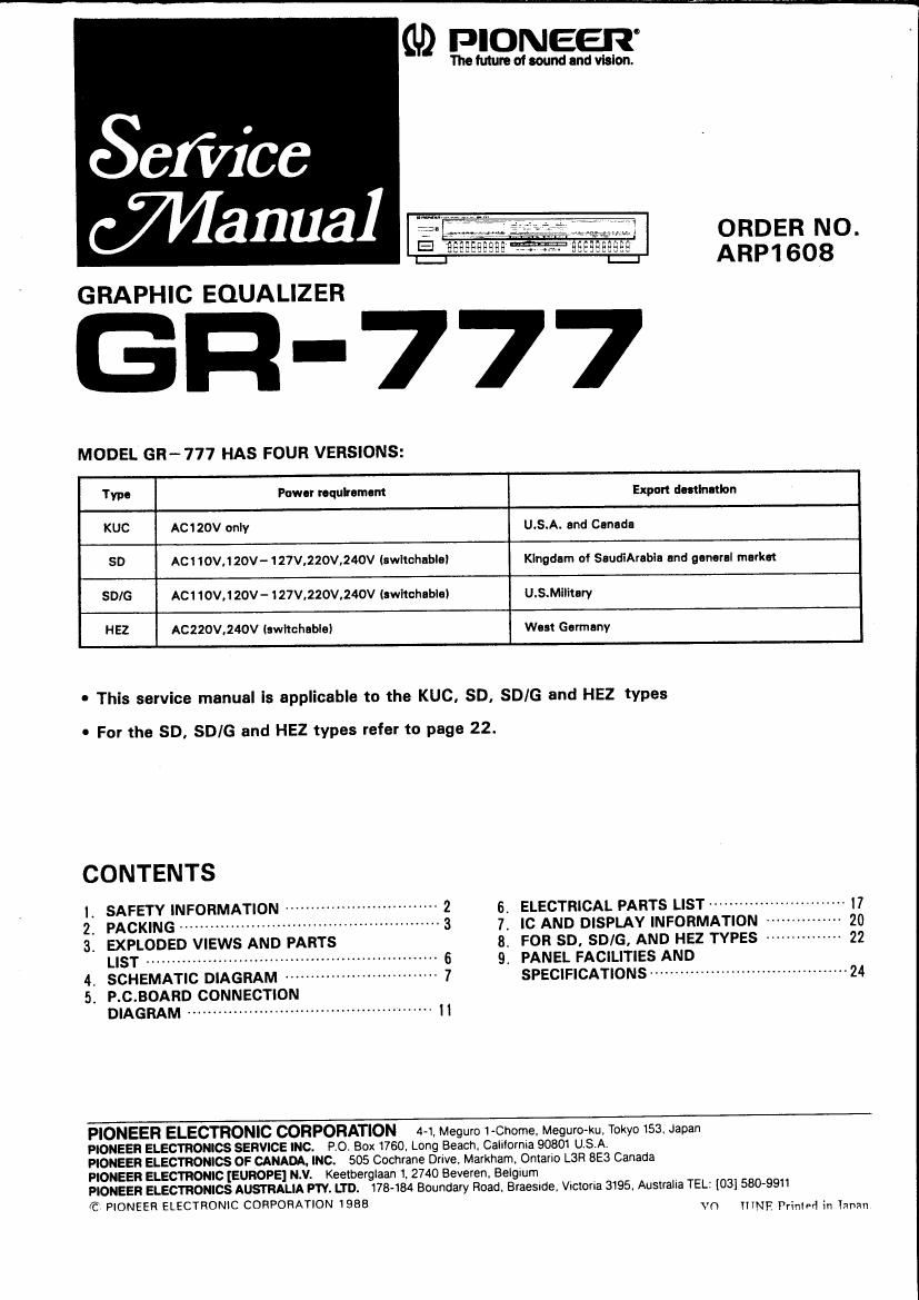 pioneer gr 777 service manual