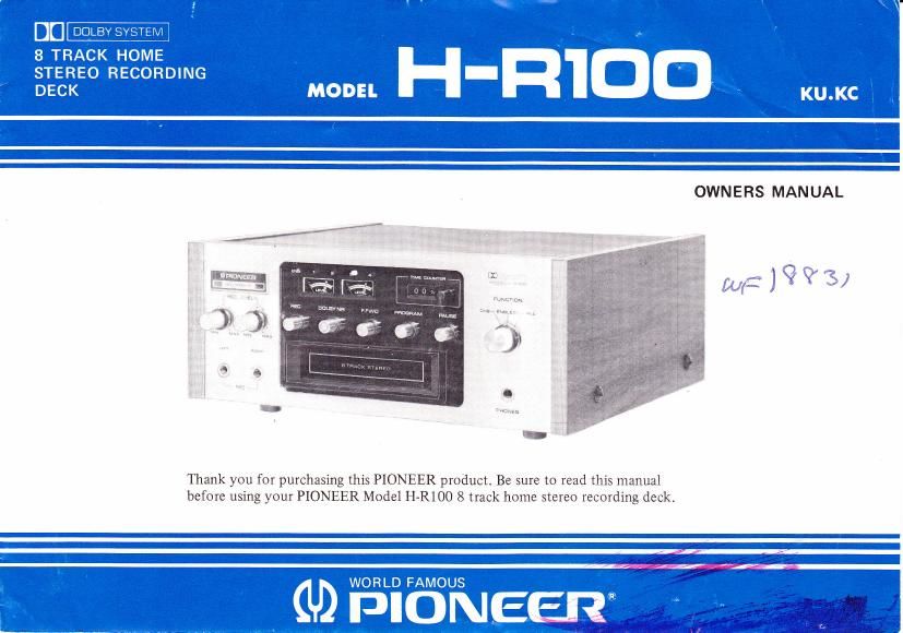 pioneer h r100 owners manual