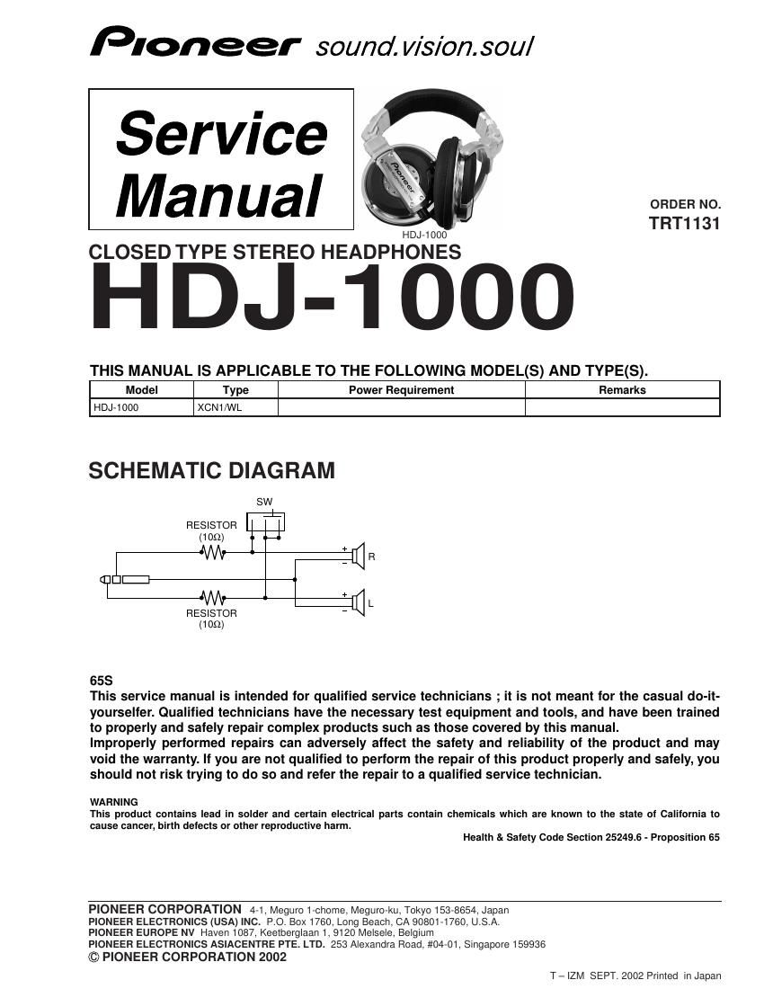 pioneer hdj 1000 service manual