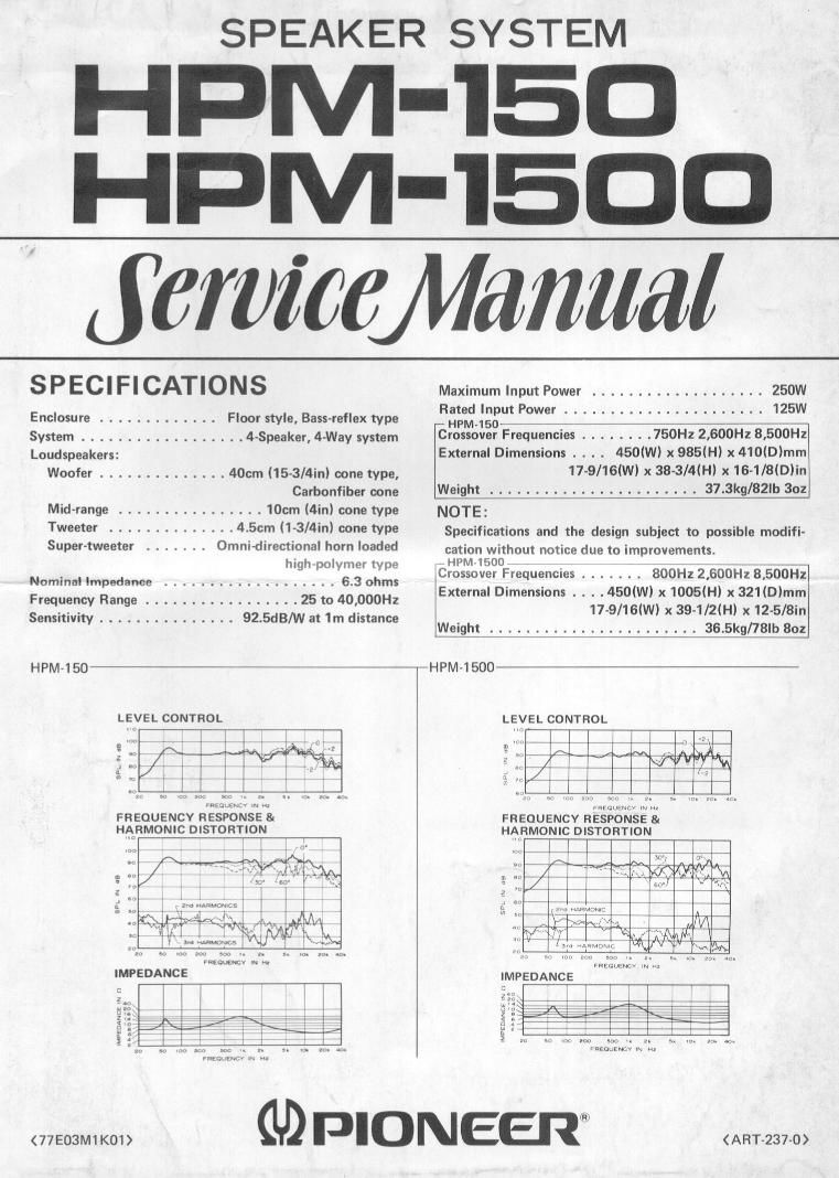 pioneer hpm 150 service manual