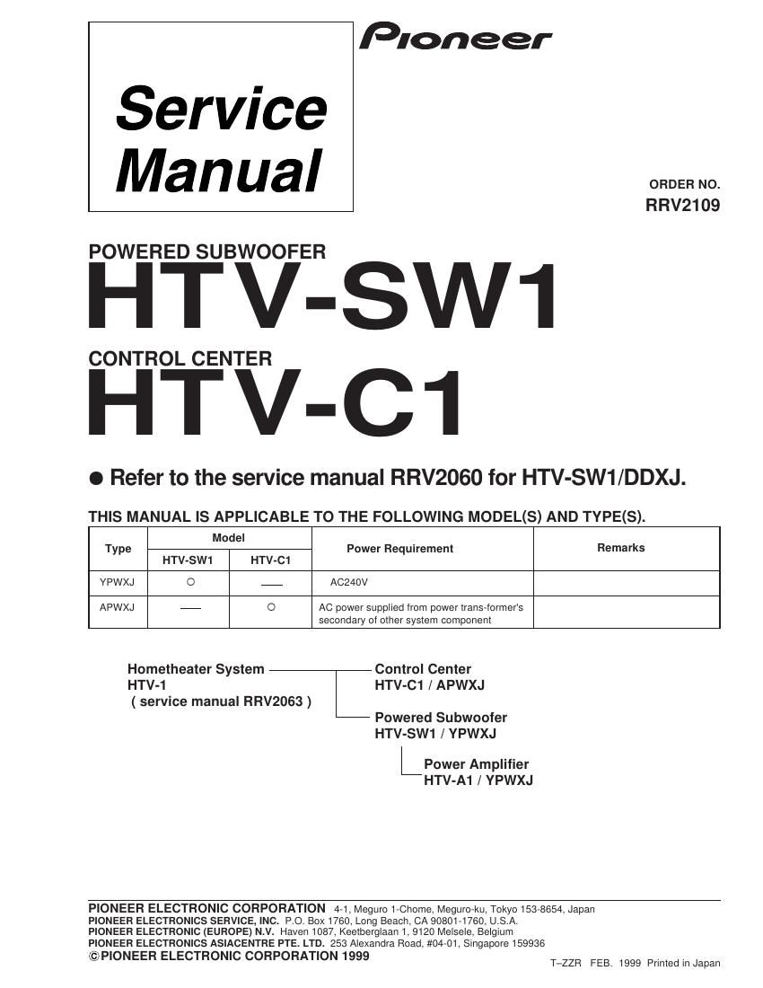 pioneer htvsw 1 service manual