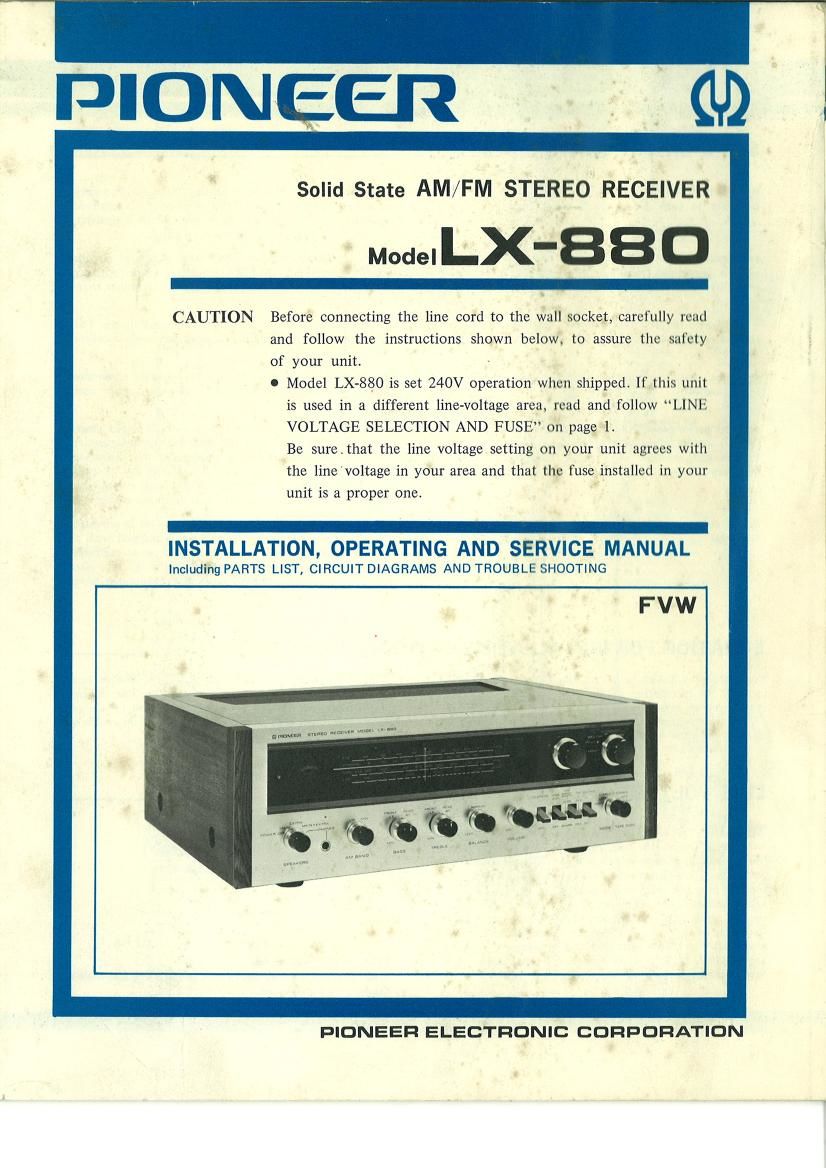 pioneer lx 880 service manual