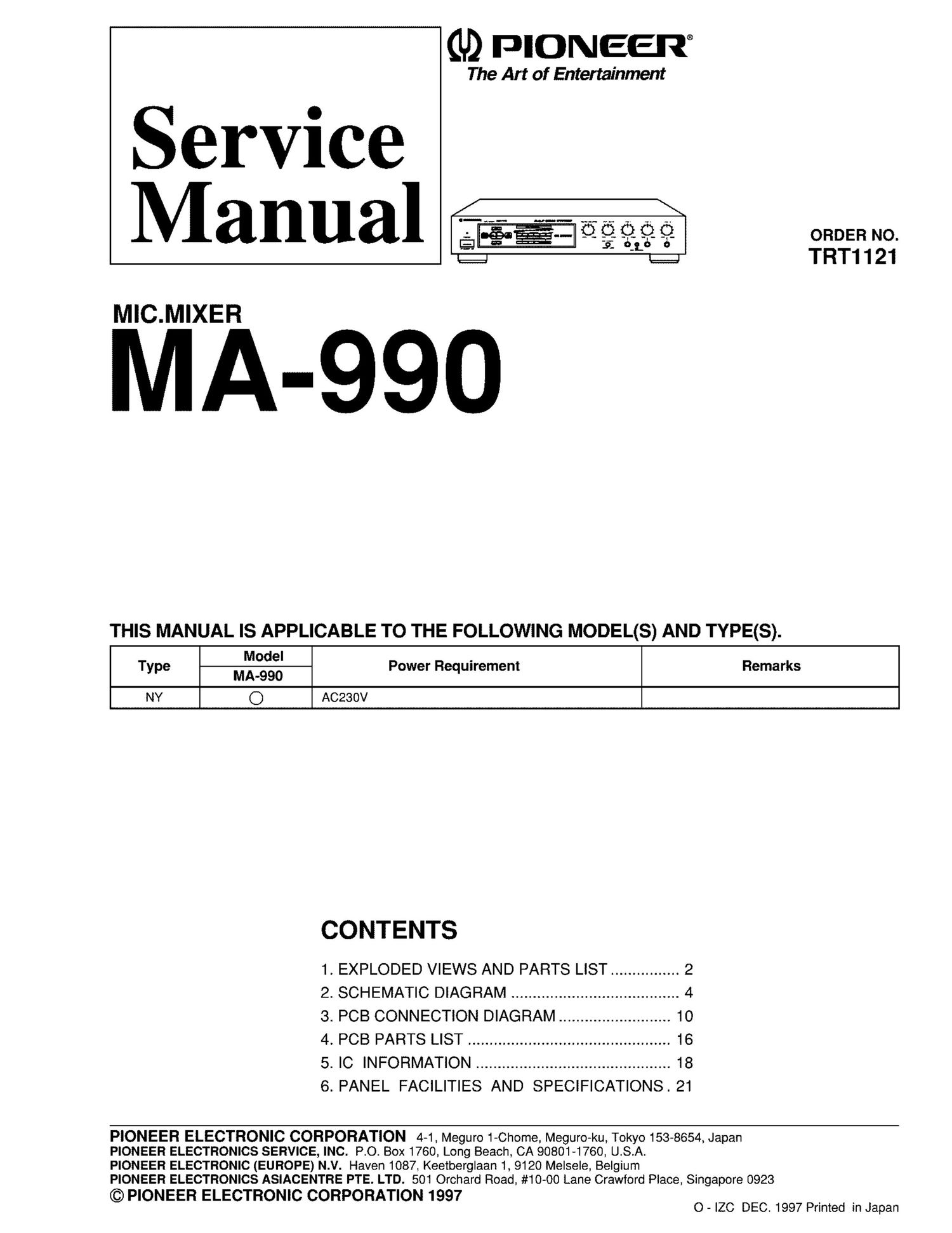 pioneer ma 990 service manual