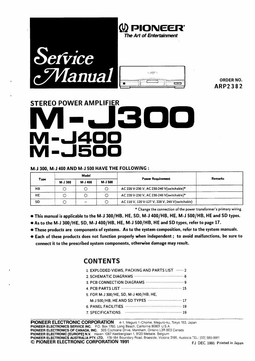 pioneer mj 300 service manual
