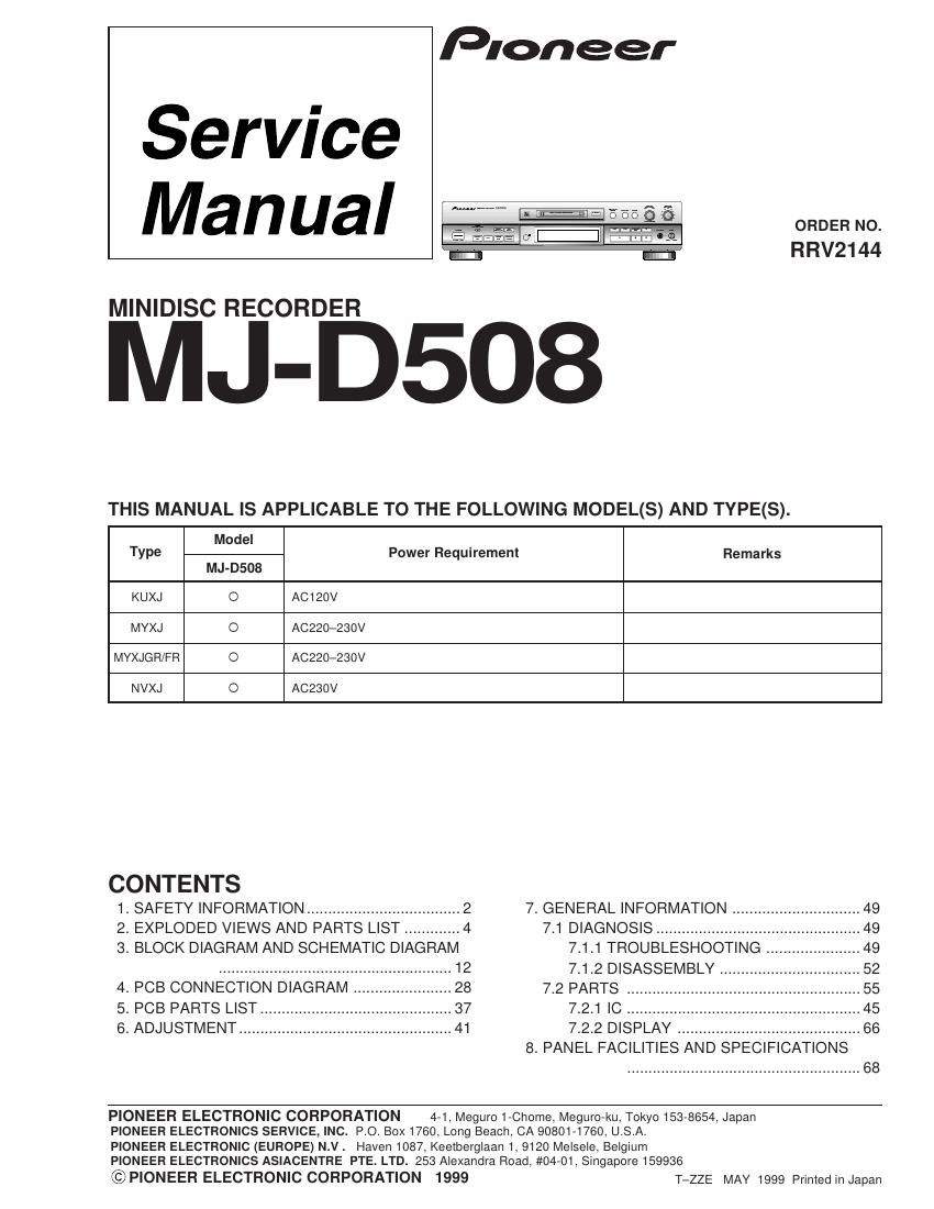 pioneer mjd 508 service manual