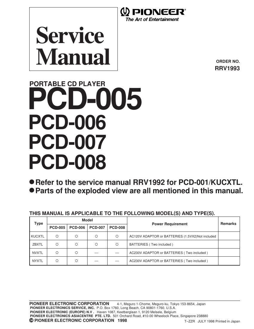 pioneer pcd 005 service manual