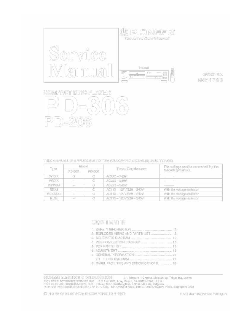 pioneer pd 206 service manual