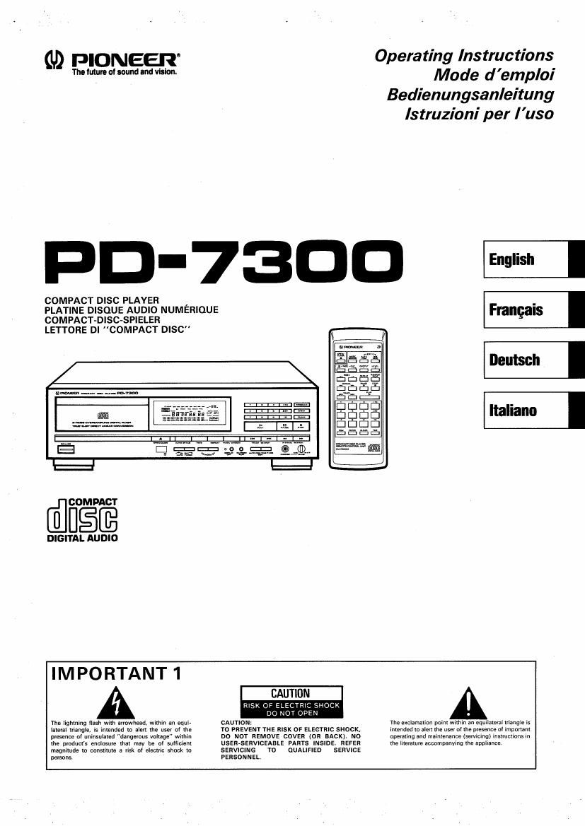 pioneer pd 7300 owners manual