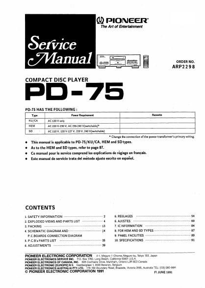 pioneer pd 75 service manual