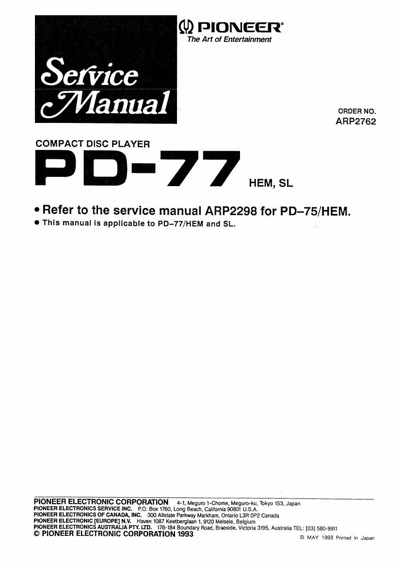 pioneer pd 77 service manual