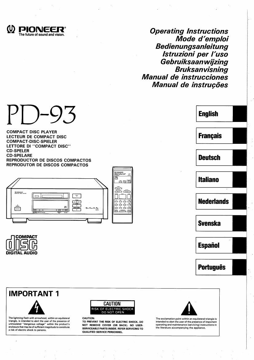 pioneer pd 93 owners manual