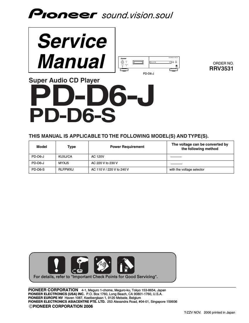 pioneer pdd 6 j service manual