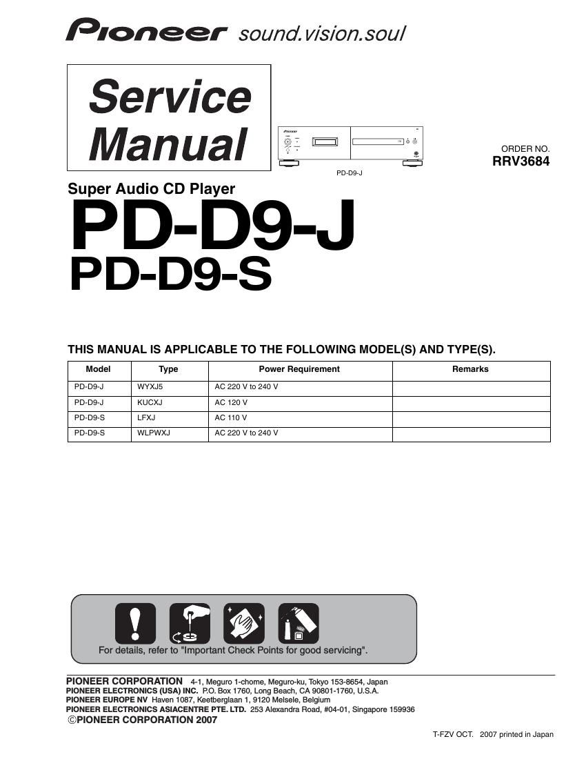 pioneer pdd 9 j service manual