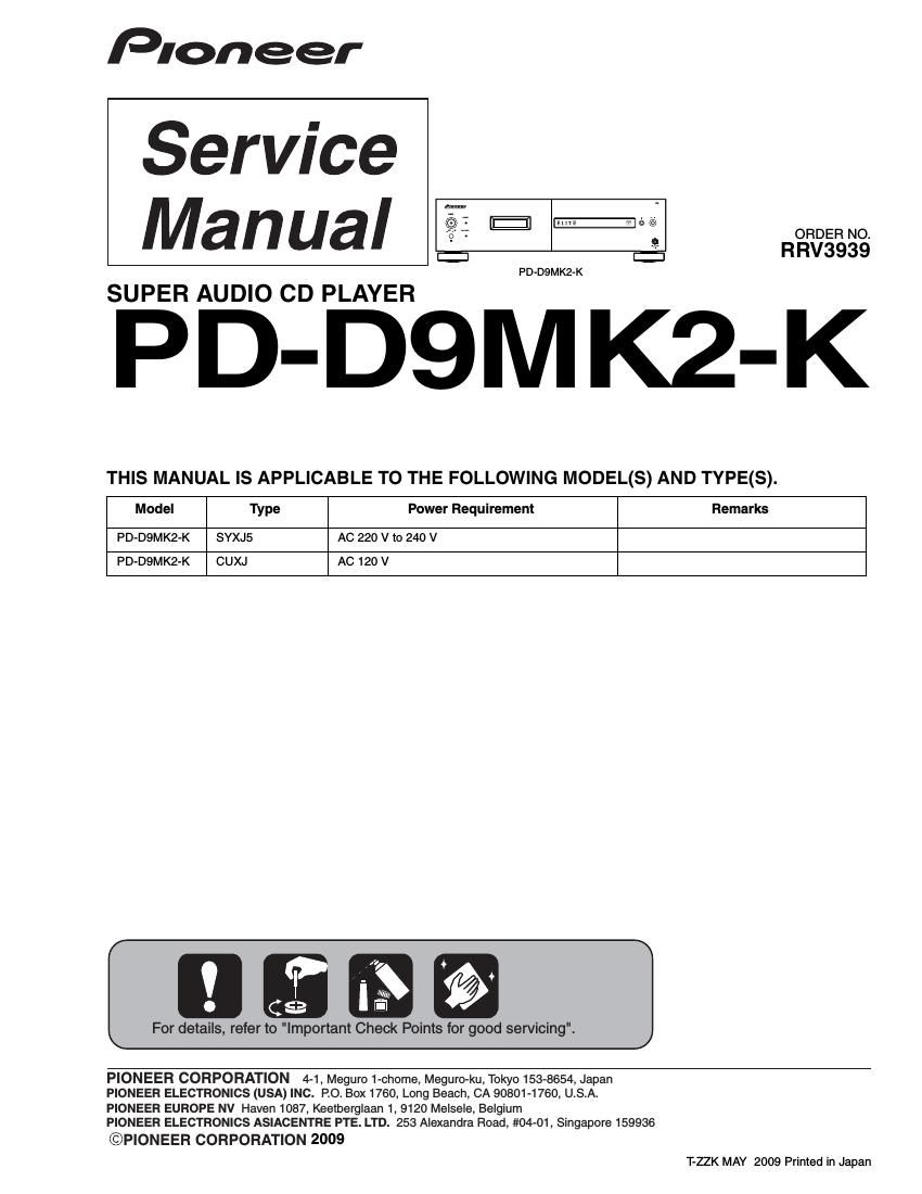 pioneer pdd 9 mk2 k service manual