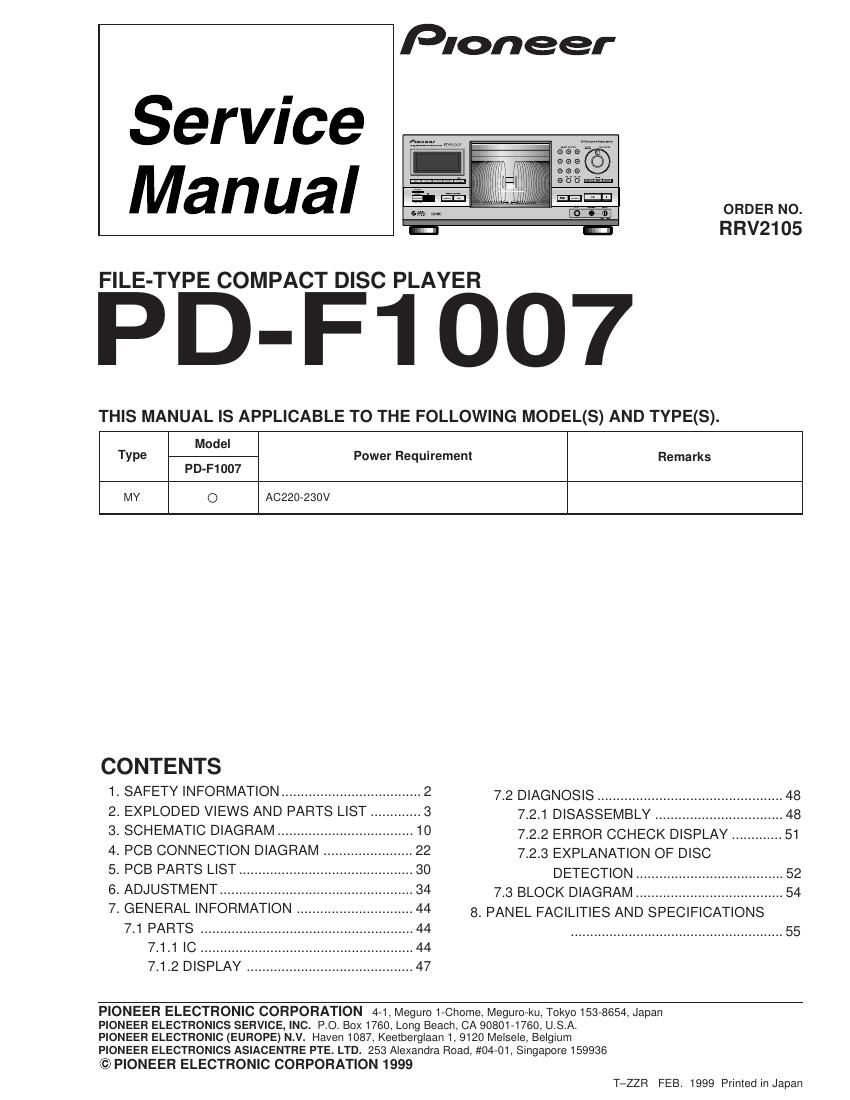 pioneer pdf 1007 service manual