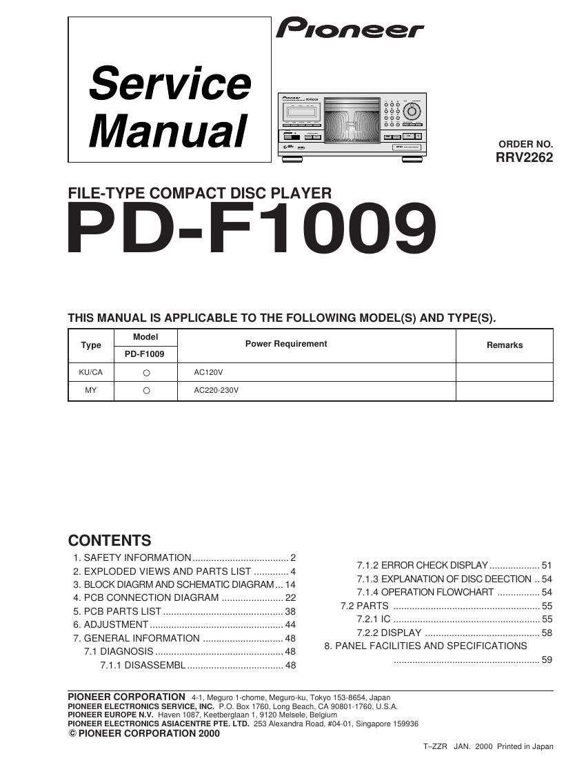 pioneer pdf 1009 service manual