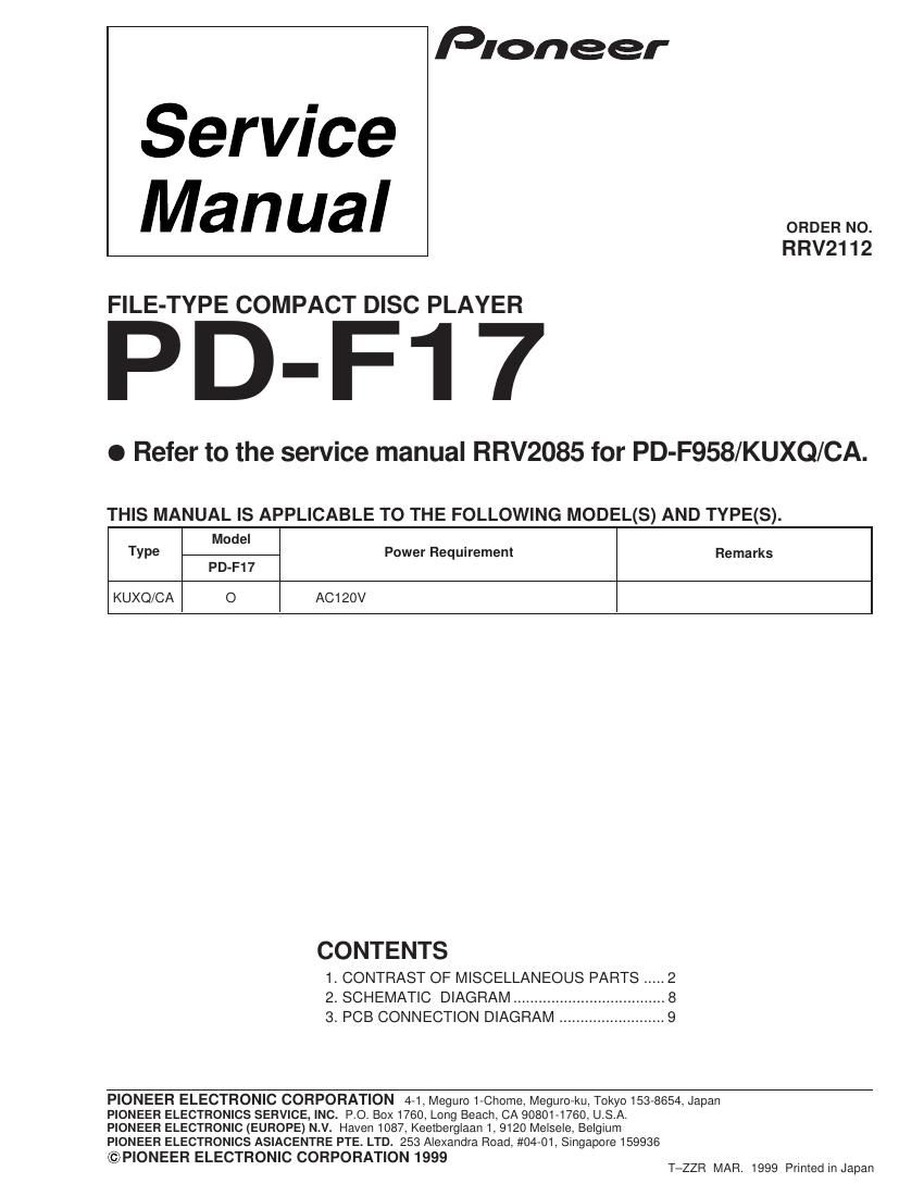 pioneer pdf 17 service manual
