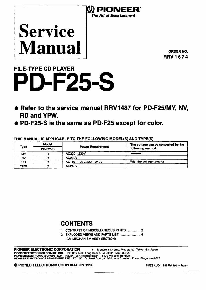 pioneer pdf 25 s service manual