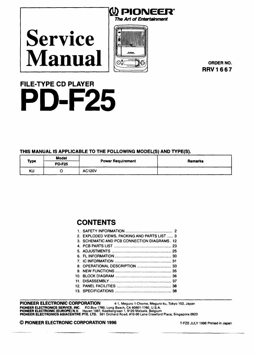 pioneer pdf 25 service manual
