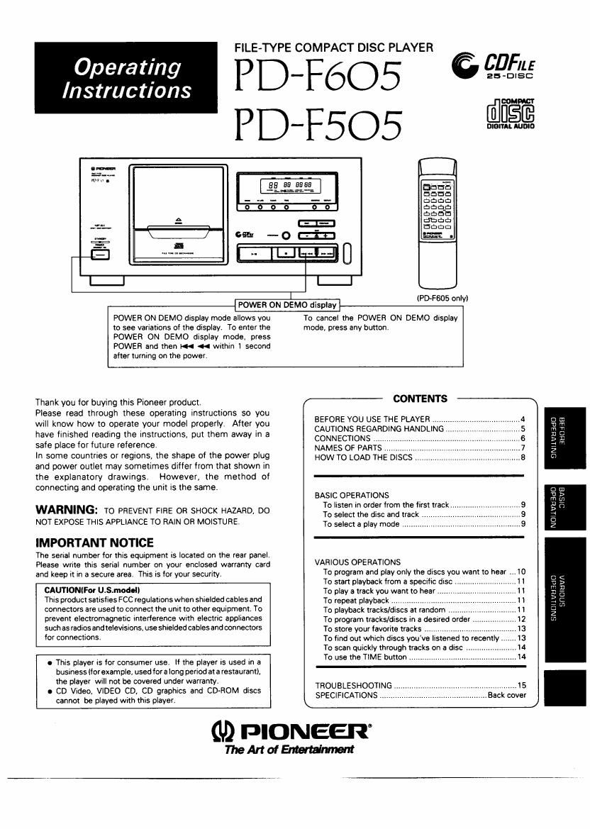 pioneer pdf 505 owners manual