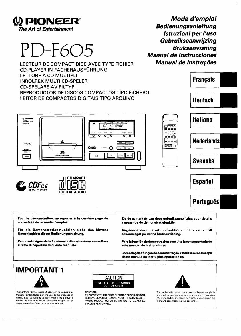pioneer pdf 605 owners manual
