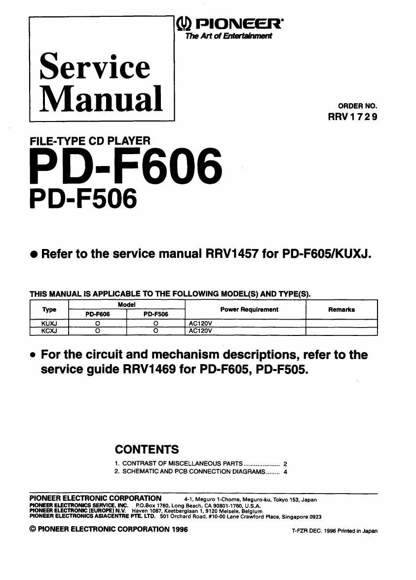 pioneer pdf 606 service manual