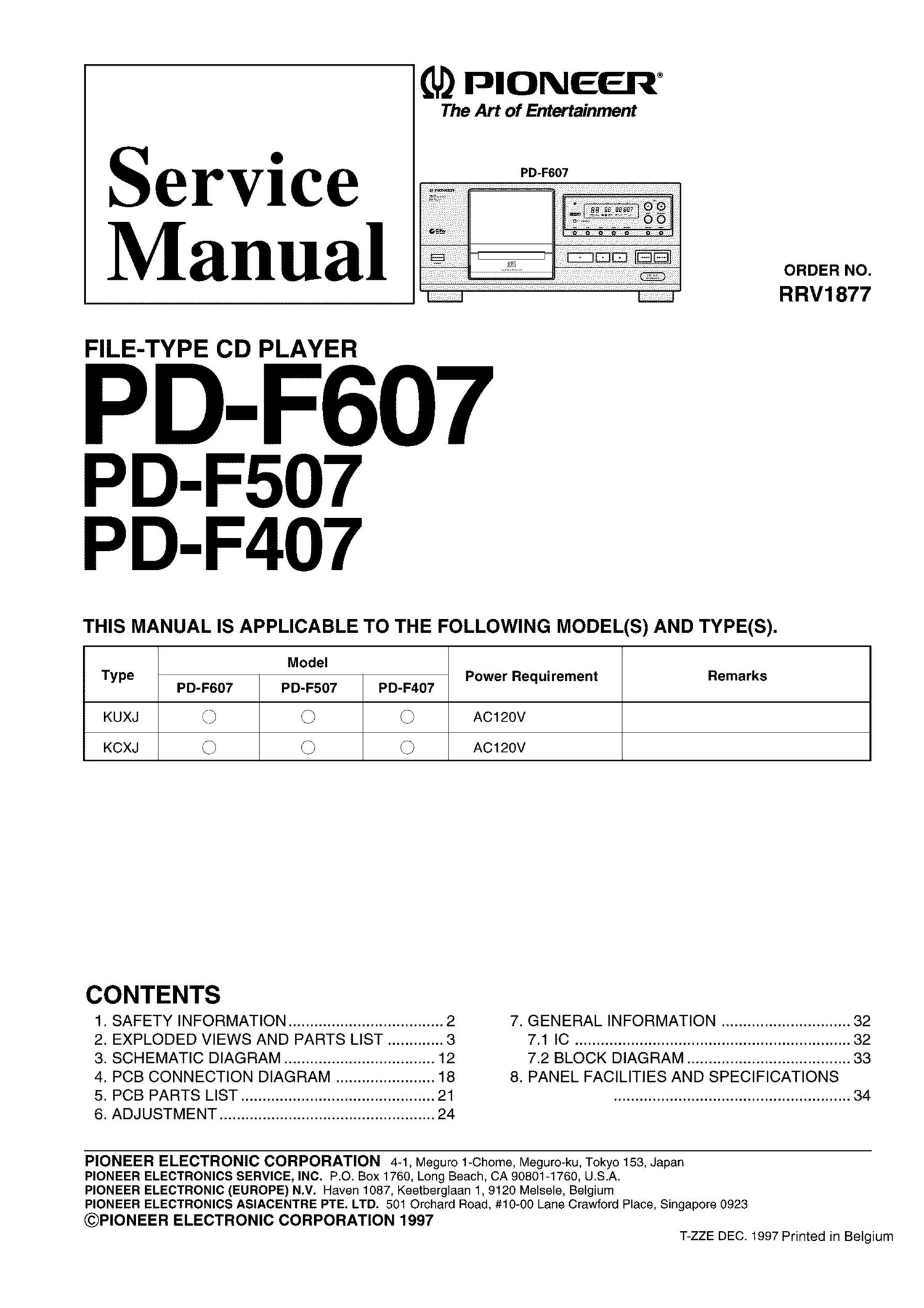 pioneer pdf 607 service manual
