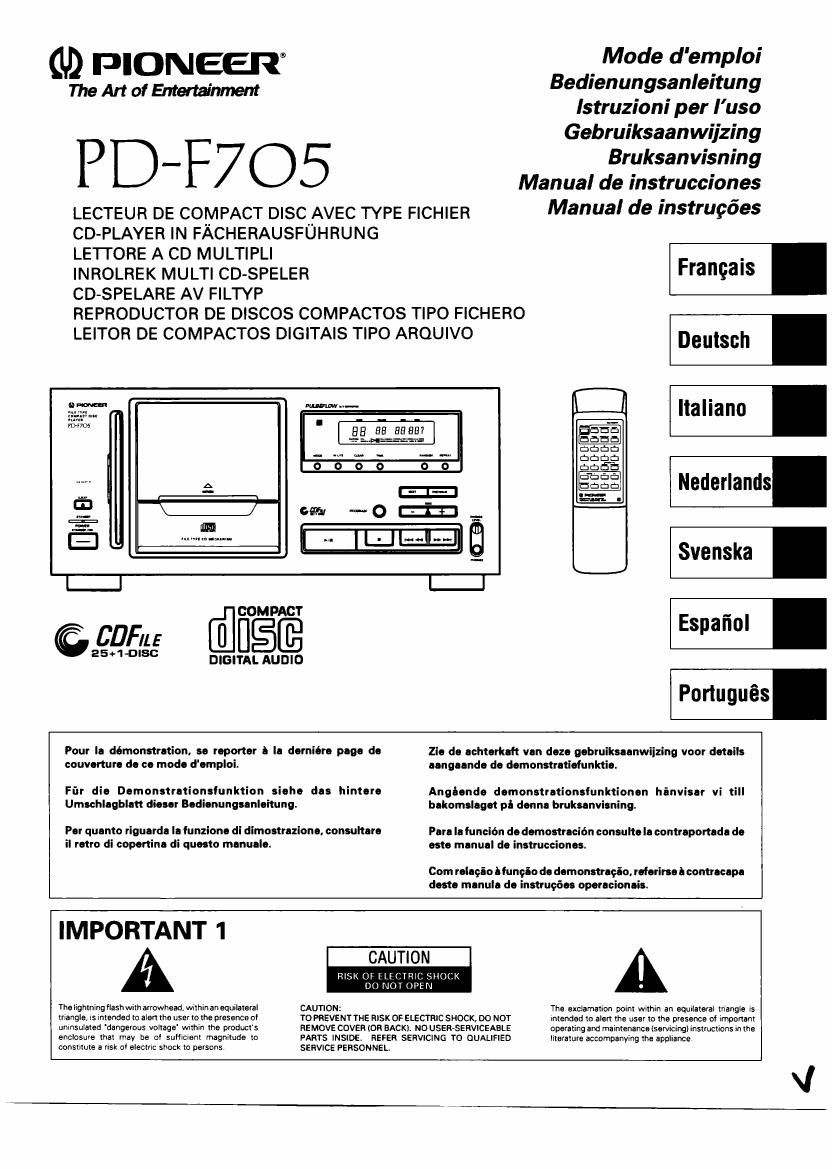 pioneer pdf 705 owners manual