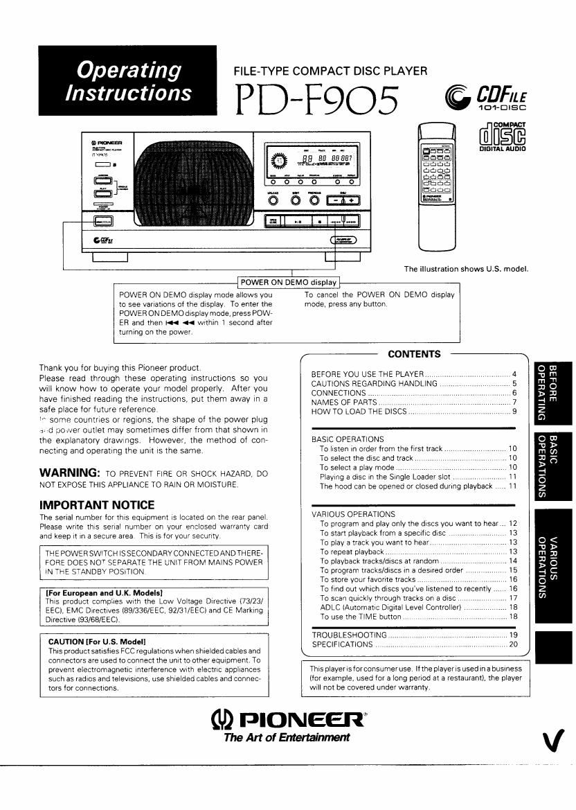 pioneer pdf 905 owners manual